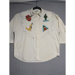 the shirt company‎ beige western button up shirt, noTag, women's medium